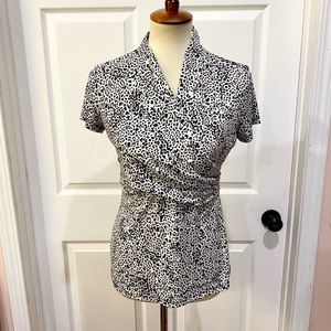 DKNY Leopard Print Wrap Blouse S